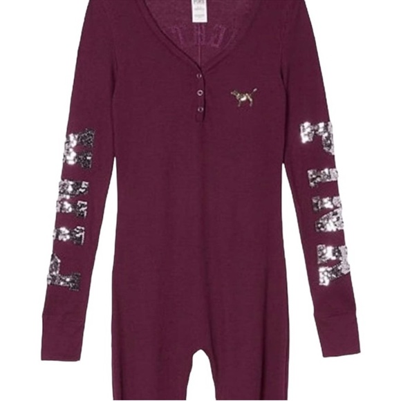 Rare VS Pink Bling Sequin Holiday Onsie Naughty - Picture 5 of 16